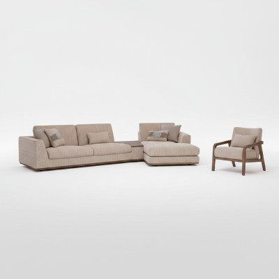 Designer Beige Sofas L-form von Polstermöbeln Ecksofa neu Luxus Sessel Wohnzimmer