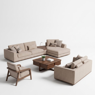 Ensemble de canapé de luxe Canapé d'angle en forme de L Canapé deux places Fauteuil de luxe Meubles rembourrés