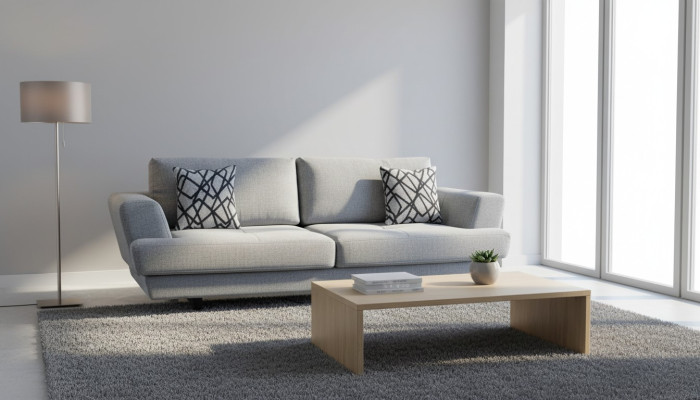 Conception de salon Canapé 3 places en tissu gris de luxe moderne, exclusif