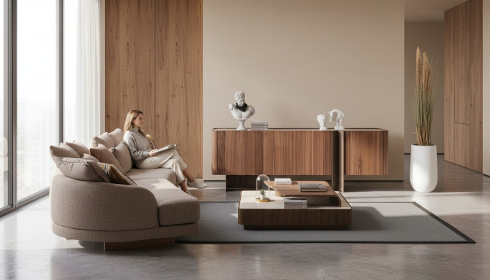Salon, Suite robuste designer 4 places Buffet Table basse 3 pièces