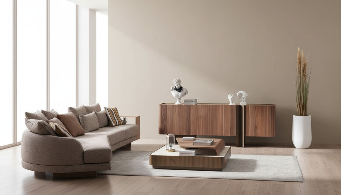 Salon, Suite robuste designer 4 places Buffet Table basse 3 pièces