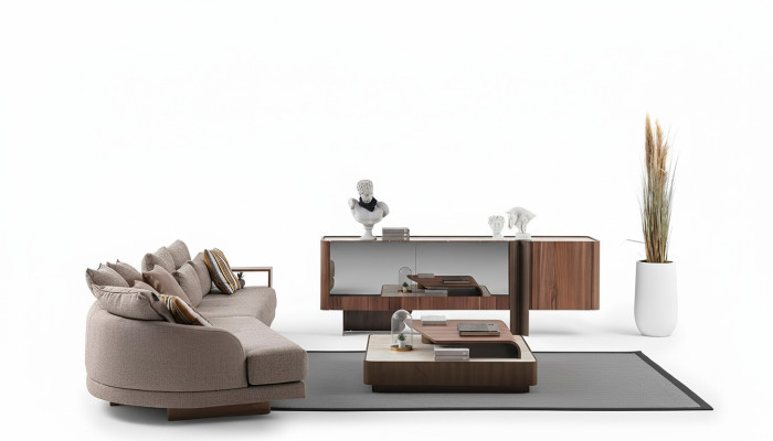 Salon, Suite robuste designer 4 places Buffet Table basse 3 pièces