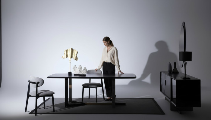 Salle à manger 7 pièces. Ensemble Table à manger Bahut Miroir 4x Chaises Design Moderne