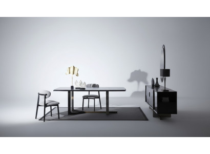 Salle à manger 7 pièces. Ensemble Table à manger Bahut Miroir 4x Chaises Design Moderne
