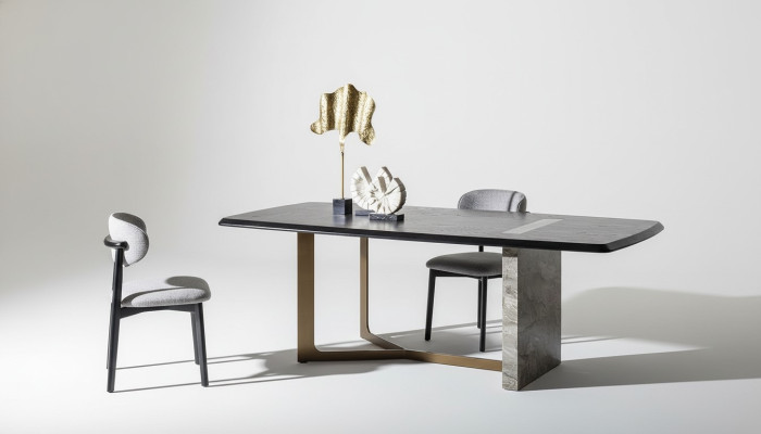 Ensemble de salle à manger 5 pièces. Table à manger design moderne noire avec 4 chaises de luxe.