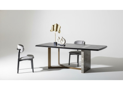 Ensemble de salle à manger 5 pièces. Table à manger design moderne noire avec 4 chaises de luxe.