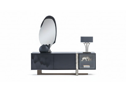 Buffet avec miroir pour salle à manger et salon, design moderne, ensemble de 2 pièces.