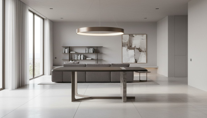 Moderne Salle à manger rectangulaire Table à manger en bois gris Design de luxe Table