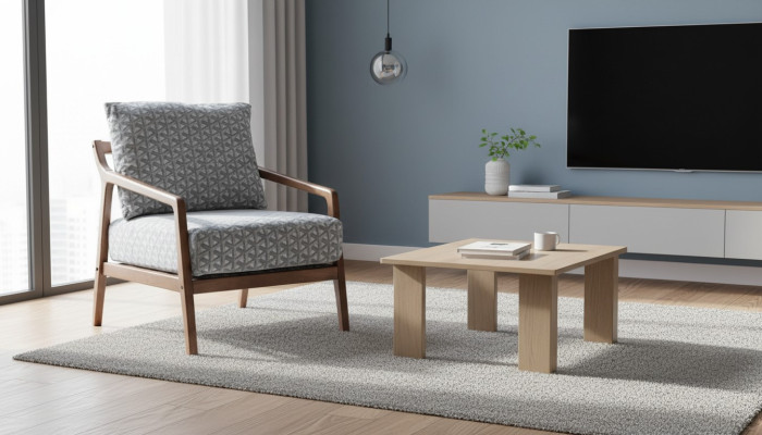 Salle de séjour Fauteuil en bois blanc Cadre en tissu de roubster Elégant fauteuil 1 place