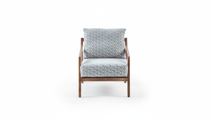 Salle de séjour Fauteuil en bois blanc Cadre en tissu de roubster Elégant fauteuil 1 place