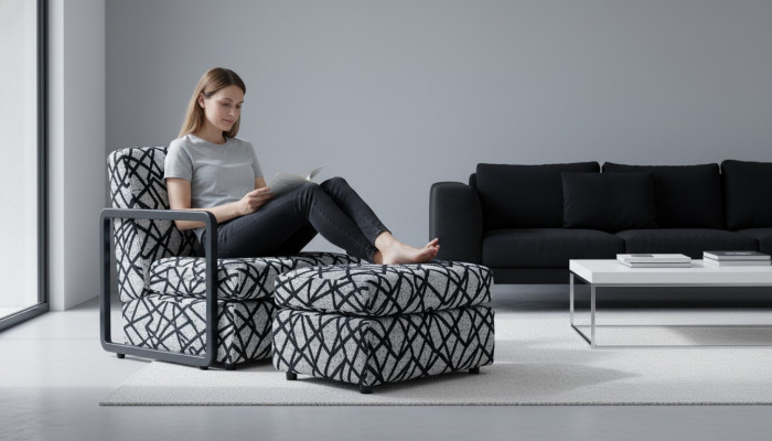 Fauteuil de salon noir et gris designer 1 place fauteuil lounge de luxe