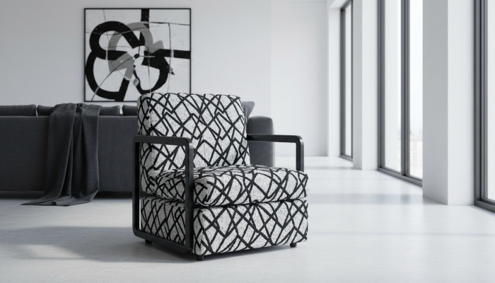 Fauteuil de salon noir et gris designer 1 place fauteuil lounge de luxe