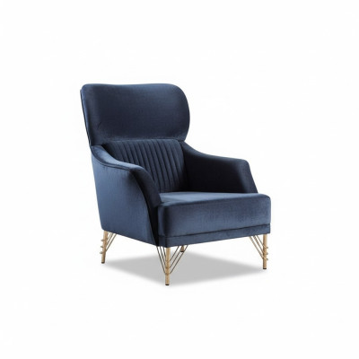 Fauteuil moderne bleu pour salon en tissu élégant, siège unique
