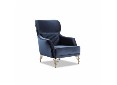 Fauteuil moderne bleu pour salon en tissu élégant, siège unique