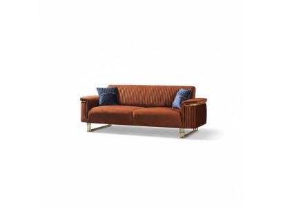 Canapé Orange Trois Places en Tissu Luxueux, Moderne Salon Mobilier d'Assise