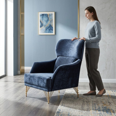 Canapé bleu e And, fauteuil Designer And, Luxe Mobilier Salon 2 pièces
