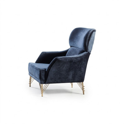 Canapé bleu e And, fauteuil Designer And, Luxe Mobilier Salon 2 pièces