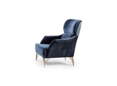 Canapé bleu e And, fauteuil Designer And, Luxe Mobilier Salon 2 pièces