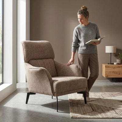Moderne Fauteuil Beige Salon 1 Place Luxe Siège Rembourré Mobilier neuf