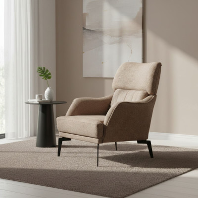 Moderne Fauteuil Beige Salon 1 Place Luxe Siège Rembourré Mobilier neuf