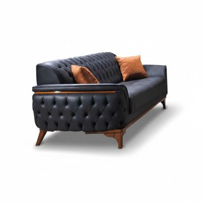 Luxueux canapé Chesterfield bleu moderne 3 places de luxe