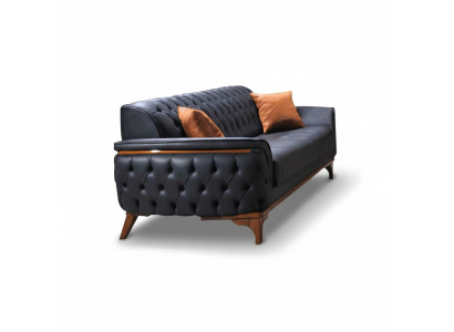 Luxueux canapé Chesterfield bleu moderne 3 places de luxe