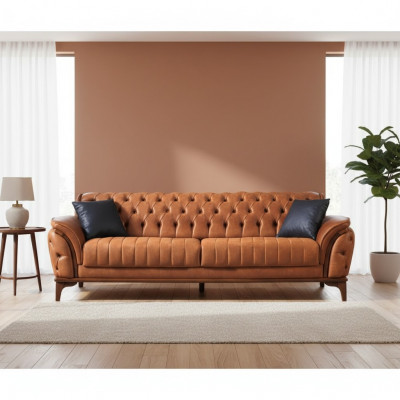 Canapé de luxe moderne 3 places Chesterfield Orange pour le salon.