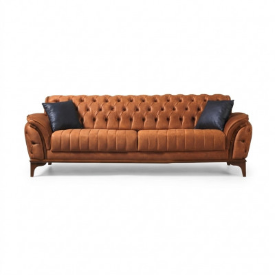 Canapé de luxe moderne 3 places Chesterfield Orange pour le salon.