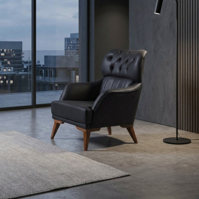 Noir Chesterfield Fauteuil Designer Salon Fauteuil 1 place