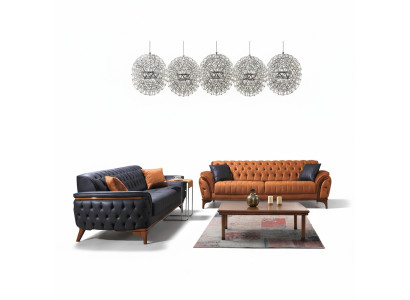 Canapés Chesterfield Designer Salon Ensemble Rembourrage 2x canapés en textile