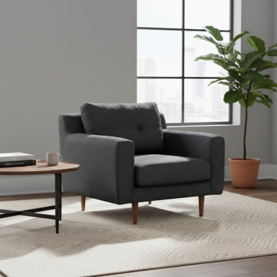 Rembourrage gris Fauteuil 1 place Mobilier de salon Fauteuil élégant Siège moderne