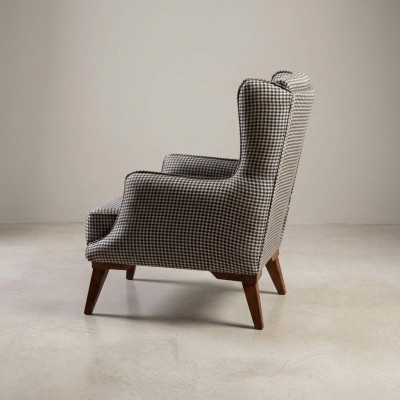 Fauteuil à carreaux Rembourrage 1 place Gris Fauteuil en tissu de salon