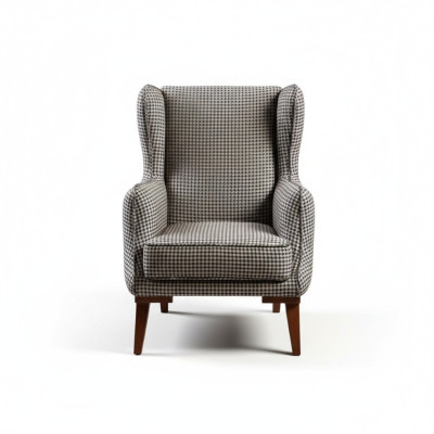 Fauteuil à carreaux Rembourrage 1 place Gris Fauteuil en tissu de salon
