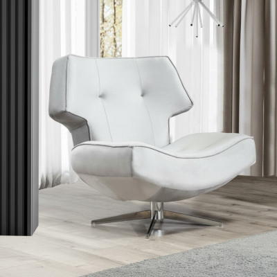 Fauteuil blanc design moderne de luxe pour salon, 1 place, en textile.