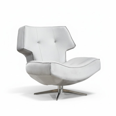 Fauteuil blanc design moderne de luxe pour salon, 1 place, en textile.
