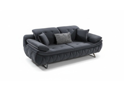 Canapé en tissu pour le salon moderne 3 places noir avec coussin textile