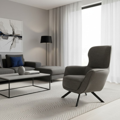 Couleur grise, design moderne Fauteuil 1 place en tissu Textile de matériau de design moderne