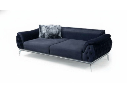 Canapé moderne en tissu à 3 places de style Chesterfield noir en tissu design.