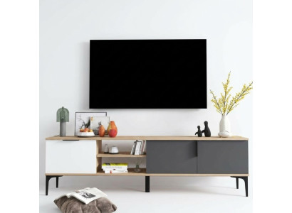 Meuble TV bas, support TV moderne de design rectangulaire en bois de luxe