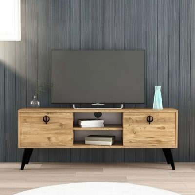 Salon brun Meuble TV bas Buffet latéral Meuble TV design moderne Forme rectangulaire