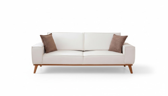 Ensemble de salon blanc élégant Canapé 3 places Fauteuil design 2 pièces