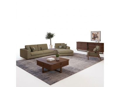 Salle de séjour Ensemble 2 pièces Canapé d'angle complet en forme de L Mobilier de relaxation Fauteuil moderne en tissu