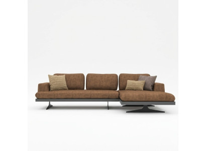 Canapé d'angle en forme de L Relax Salon Marron Canapé en cuir Mobilier rembourré Canapé d'angle