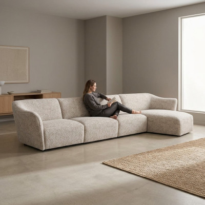 Sofa de salon en L de luxe blanc de Designer Corner Suite Meubles rembourrés