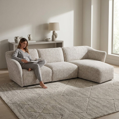 Coin Suite Canapé Blanc Canapé en forme de L Designer Moderne Salon Nouveau