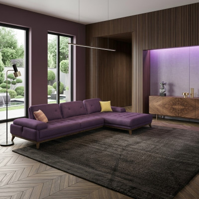 Canapé d'angle lila en forme de L Salon de luxe Table basse Ameublement neuf Ensemble de meubles