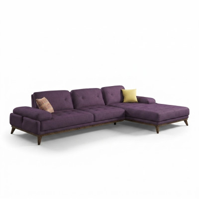 Canapé d'angle lila en forme de L Salon de luxe Table basse Ameublement neuf Ensemble de meubles