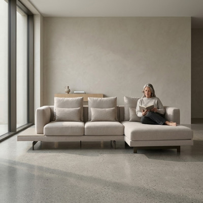 Canapé d'angle moderne en tissu gris pour designer Canapé-lit Meubles rembourrés Salle de séjour