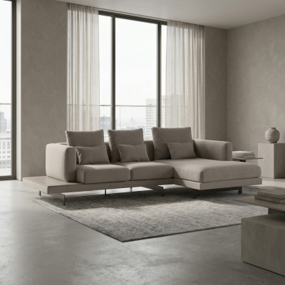 Canapé d'angle moderne en tissu gris pour designer Canapé-lit Meubles rembourrés Salle de séjour