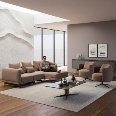 Ensemble de canapé Mobilier de luxe Canapé en L de 2 fauteuils Mobilier rembourré Table basse neuve